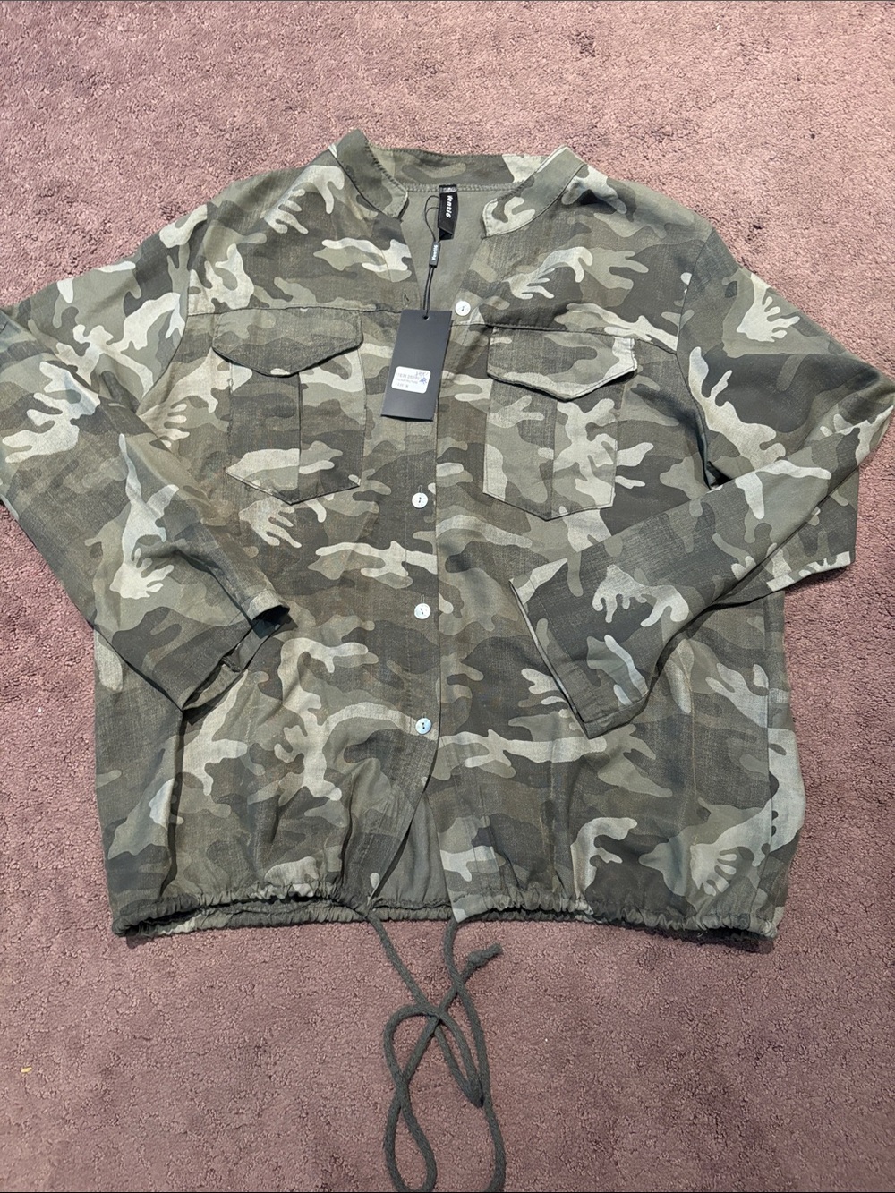 Women’s Camouflage Button-Down Shirt Jacket - Olive Camo
